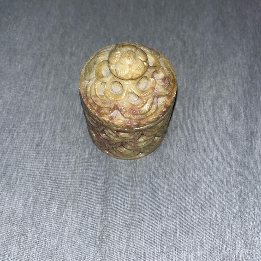 carved soapstone jar